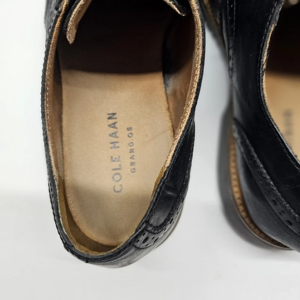 COLE HAAN Grand OS Mens‎ Size 9 M Black Leather Wingtip Oxford Dress Shoes